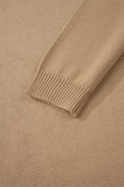 image-Pale Khaki Exposed Seam Drop Shoulder Oversize Sweater Mini Dress