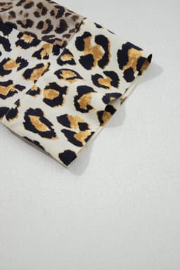 image-Khaki Mixed Leopard Patchwork 3/4 Sleeve Loose Shirt
