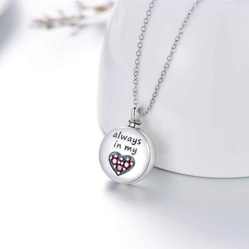 image-Heart Urn Engraved Cremation Necklace for Ashes in Sterling Silver