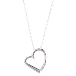 image-14K Silver Plated Necklace Love Heart Pave Pendant Necklace