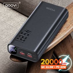 image-QOOVI Power Bank 20000mAh Portable PD 20W Fast Charging Poverbank Mobile Phone External Battery Powerbank For iPhone 13 Xiaomi