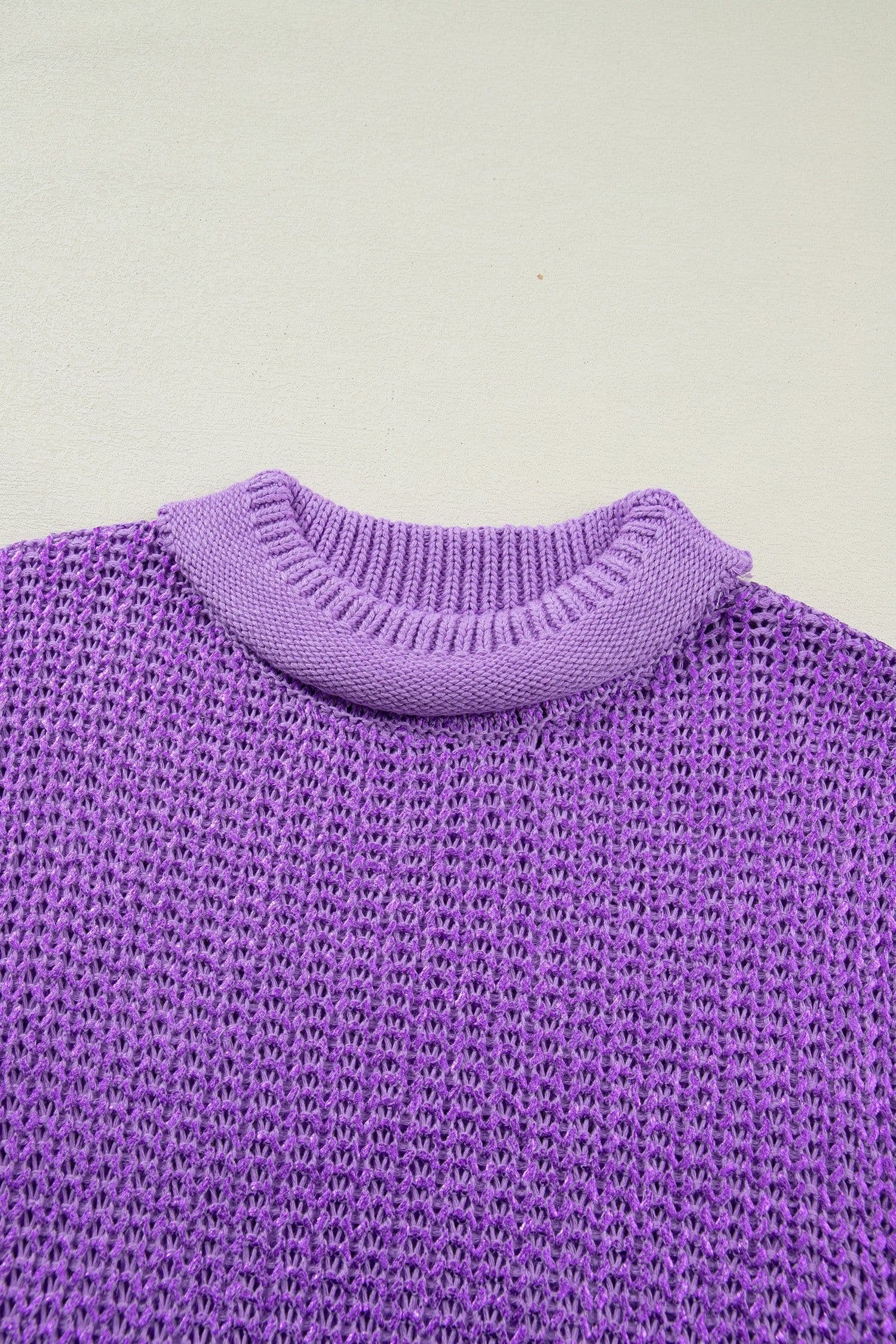 image-Bright Green High Neck Knit Sweater - Short Sleeve