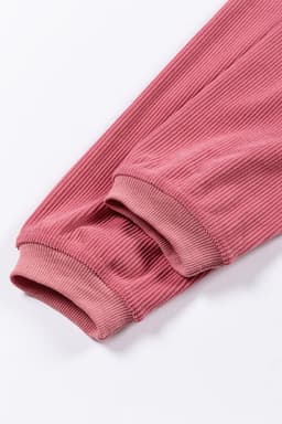 image-Strawberry Pink Ribbed Corded Oversized Sweatshirt