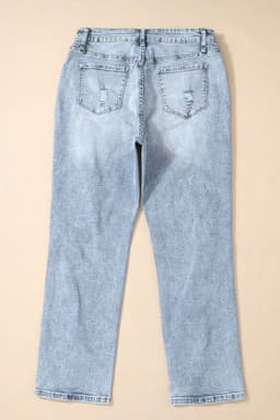 image-Sky Blue Light Wash Frayed Slim Fit High Waist Jeans