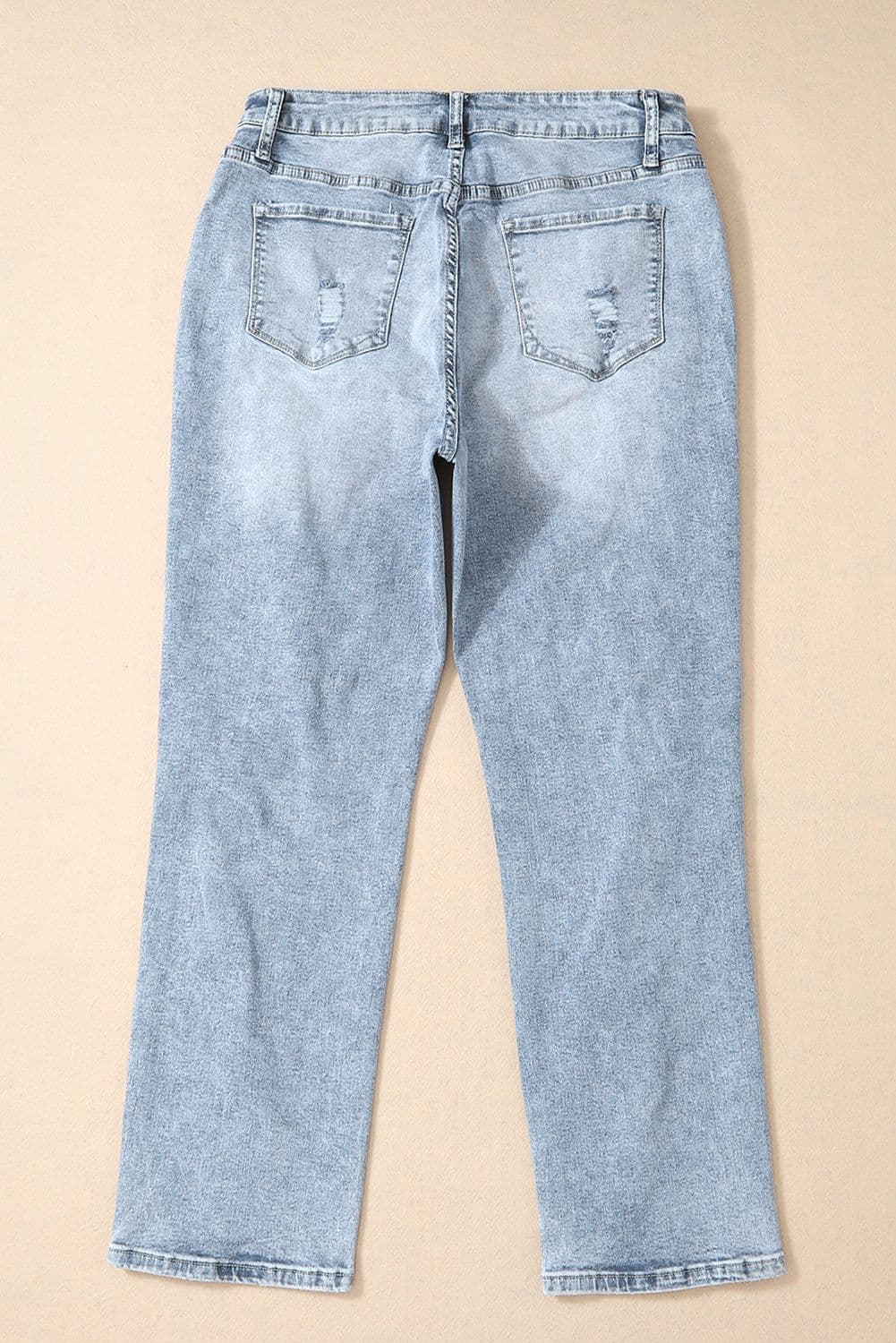 image-Sky Blue Light Wash Frayed Slim Fit High Waist Jeans