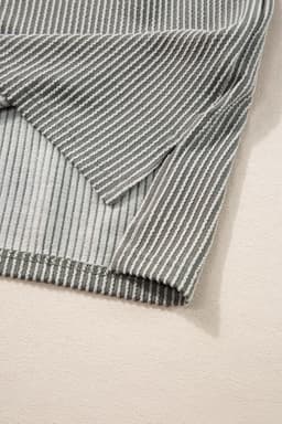 image-Medium Grey Textured Knit T-shirt with Exposed Stitching