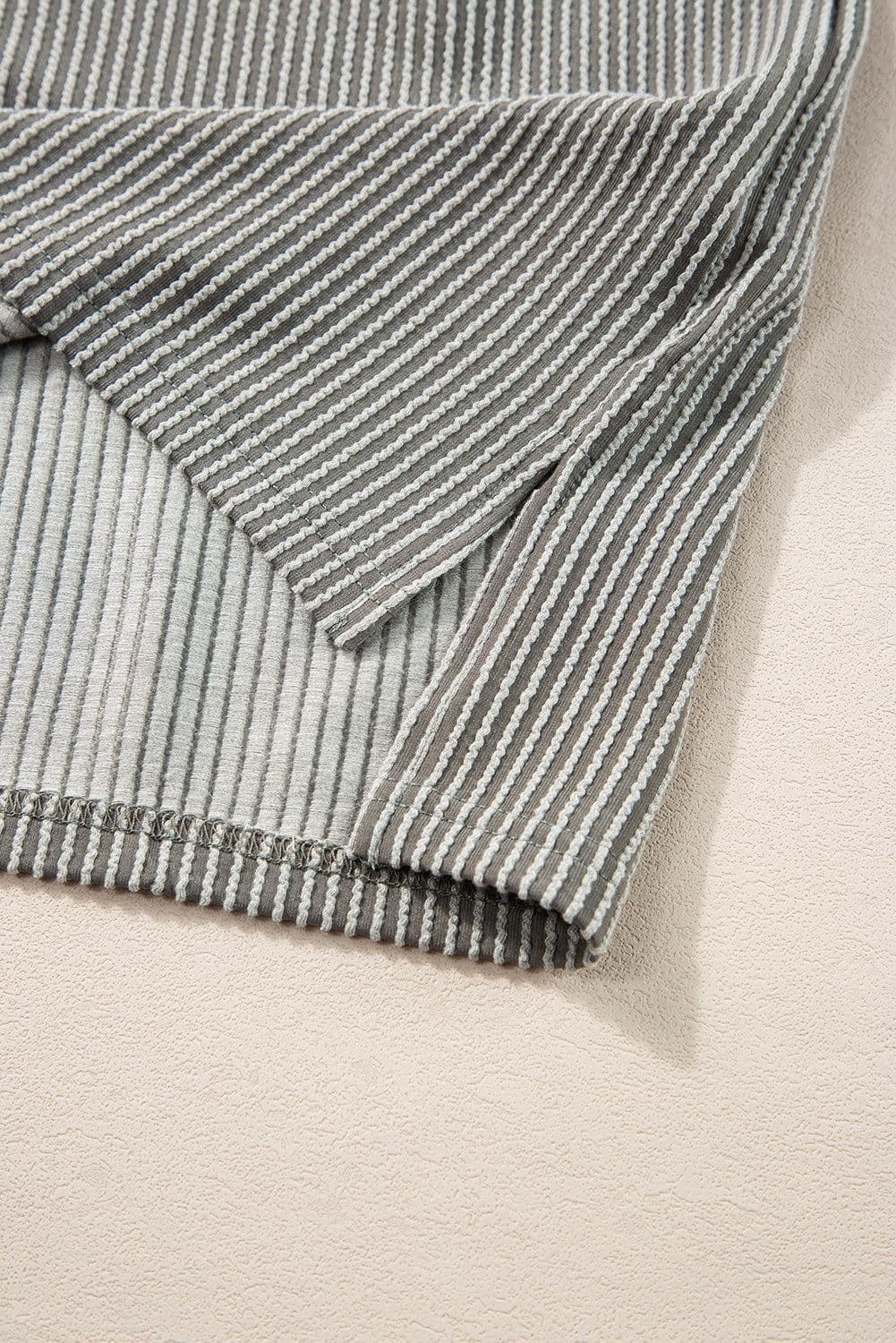 image-Medium Grey Textured Knit T-shirt with Exposed Stitching