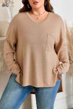 image-Parchment Plus Size Drop Shoulder Knit Tunic Top