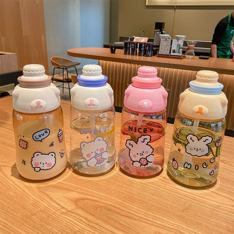 image-Summer Super Cute Water Cup Straw Cup Student Water Bottle Portable