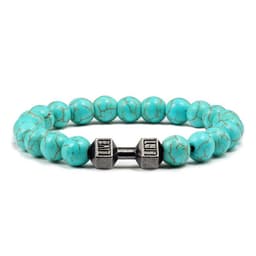 image-Turquoise Energy Gun Black Electroplated Alloy Barbell Bracelet