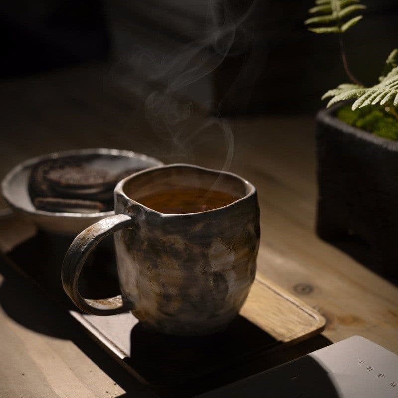 image-Stoneware Cup Trend Japanese Ceramic Cup Retro Water Cup Simple