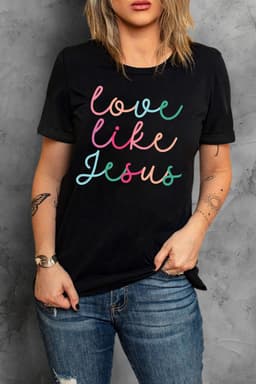 image-Black Love Like Jesus Crew Neck Graphic Tee