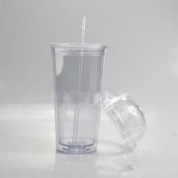 image-Double-layer Plastic 20oz Water Cup, Transparent Straw Cup, Custom Cup For Students