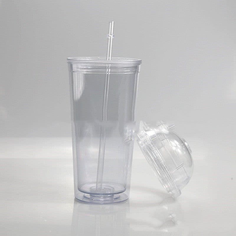 image-Double-layer Plastic 20oz Water Cup, Transparent Straw Cup, Custom Cup For Students