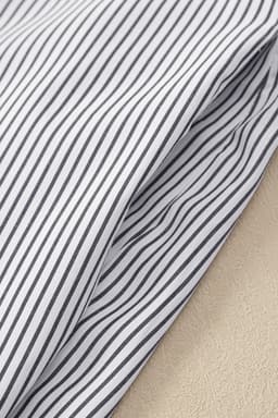 image-Sky Blue Striped Boyfriend Shirt with Pocket - Smocked Cuffs