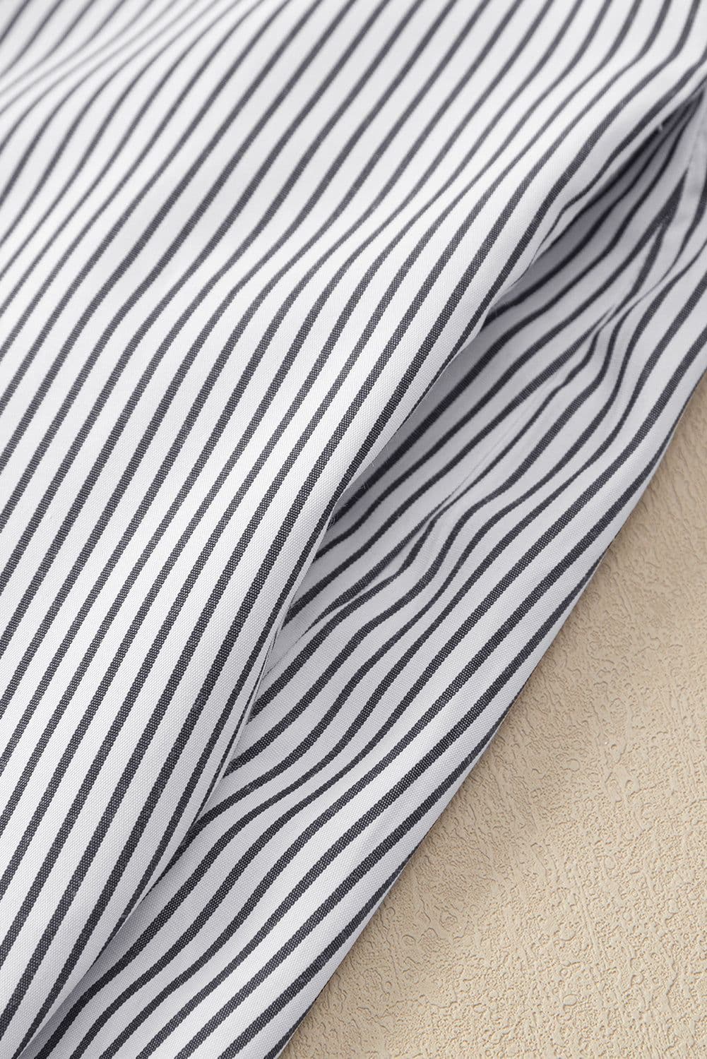 image-Sky Blue Striped Boyfriend Shirt with Pocket - Smocked Cuffs
