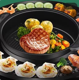 image-Multifunctional Electric Hot Pot and Barbecue Grill - 5L 2300W