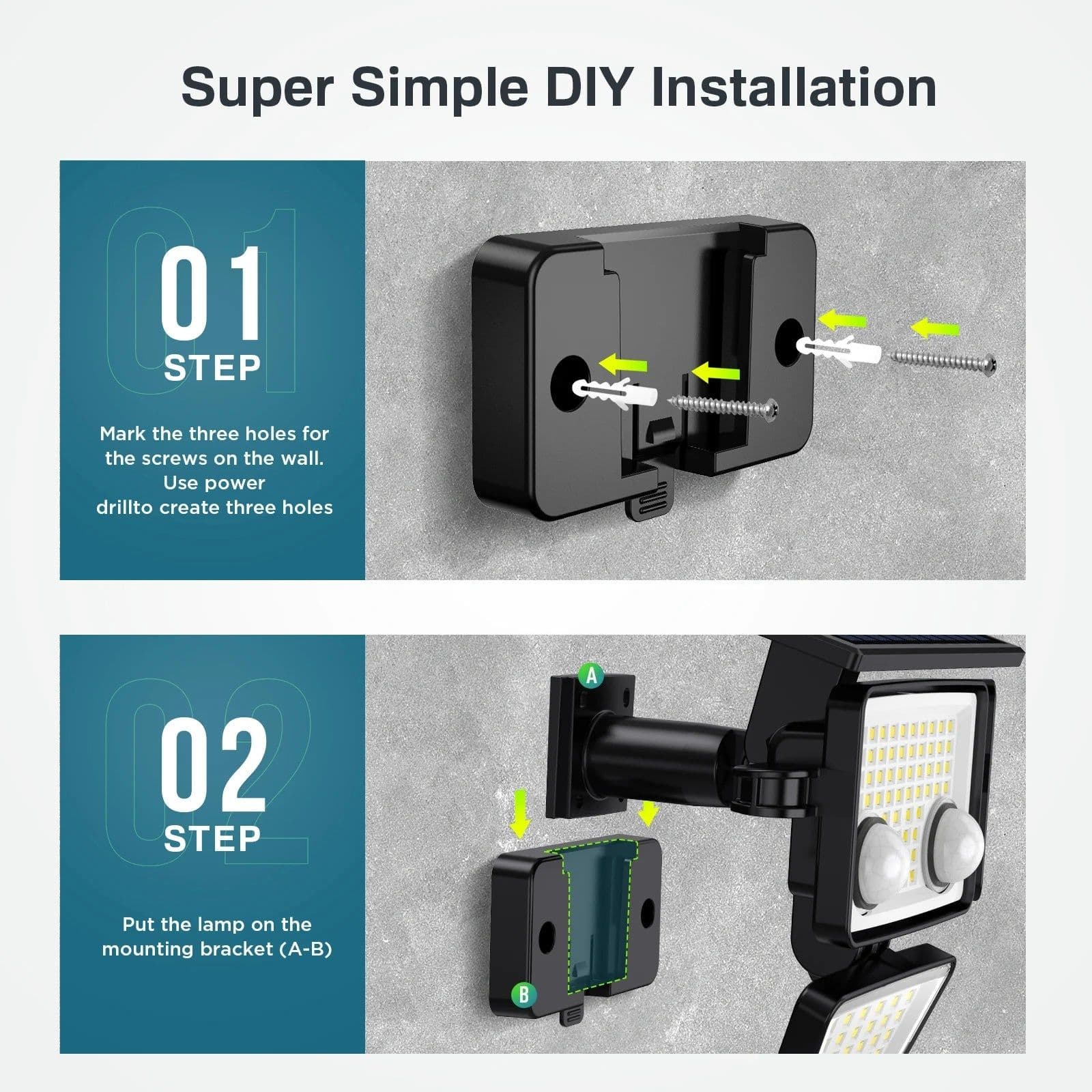 image-Solar Outdoor Lights - 3000LM 188 LED Motion Sensor Lights Solar Flood Security Lights for Backyard Yard Patio