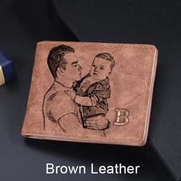 image-Picture Wallet Custom Engraving Wallet Frosted Retro Multifunction Wallets Multi Card Holder Leisure Coin Bag Father's Day Gift