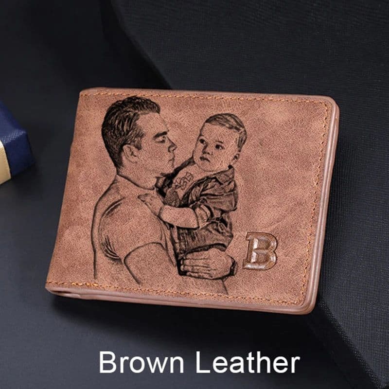 image-Picture Wallet Custom Engraving Wallet Frosted Retro Multifunction Wallets Multi Card Holder Leisure Coin Bag Father's Day Gift