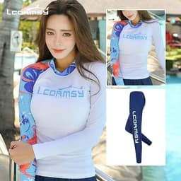 image-Long-sleeved Split Snorkeling Wetsuits Quick dry Surfing Suit Sun-proof Beach Swimwear With Trousers