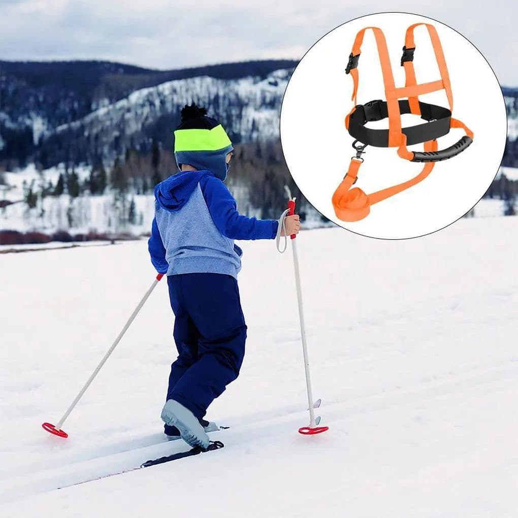 image-Nylon Kids Ski Harness Snowboard Trainer Speed Control With Shoulder Strap Children Ski Harness orange