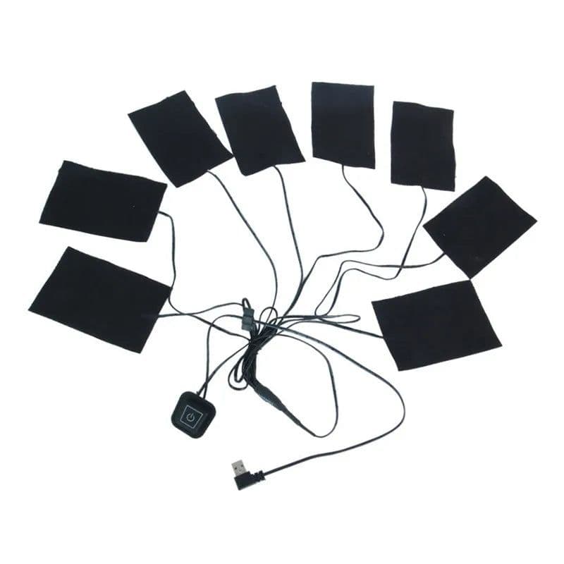 image-USB Charging Clothing Heating Pad 45℃-65℃ Vest Heater Winter Warm Camping Hiking Ski Cycling Pants Carbon Fiber Heated Pads