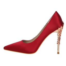 image-9219-2 Korean fashion sexy metal with women's shoes stiletto high-heeled shallow mouth pointed satin slim single shoes wedding shoes