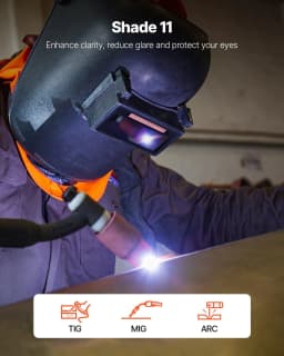 image-VEVOR Auto Darkening Welding Lens 4.25" x 2", Shade 11 True Color Welding Lens with Dual Arc Sensors & Gold Coating, Compatible with Most Welding Helmets for TIG, MIG, MMA, ARC Applications