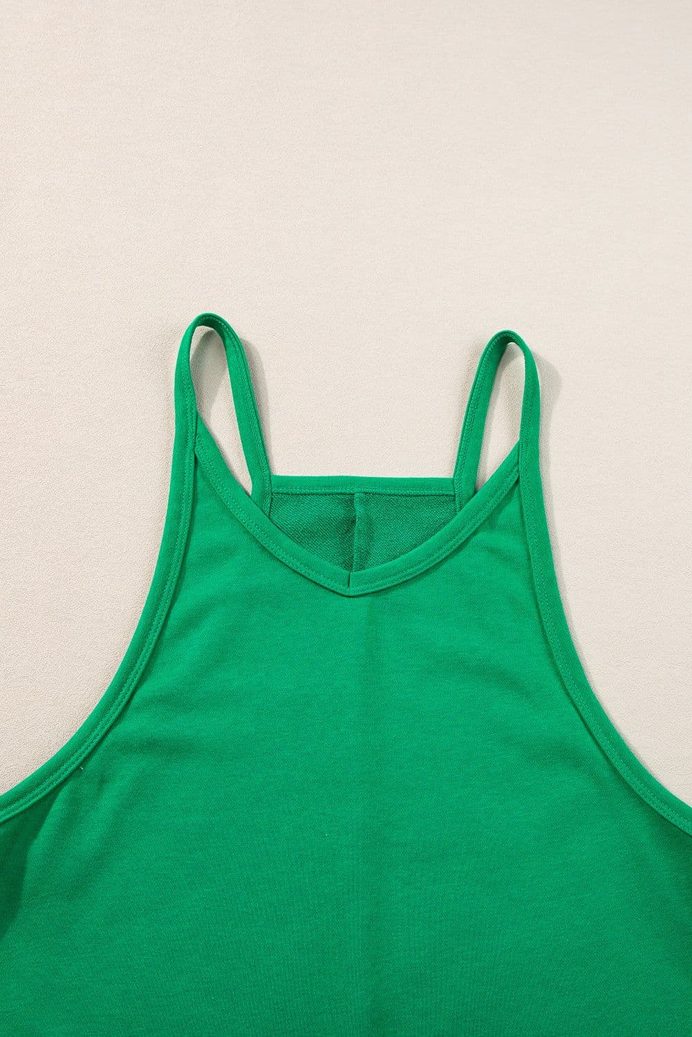 image-Pink Sleeveless V Neck Jersey Romper with Pockets