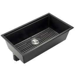 image-VEVOR 33 inch Kitchen Sink Workstation, Undermount Granite Sink, Drop-In Single Bowl Farmhouse Basin with Multiple Accessories, Household Dishwasher Sinks for RV, Prep Kitchen, and Bar (Black)