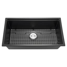 image-VEVOR 33 inch Kitchen Sink Workstation, Undermount Granite Sink, Drop-In Single Bowl Farmhouse Basin with Multiple Accessories, Household Dishwasher Sinks for RV, Prep Kitchen, and Bar (Black)