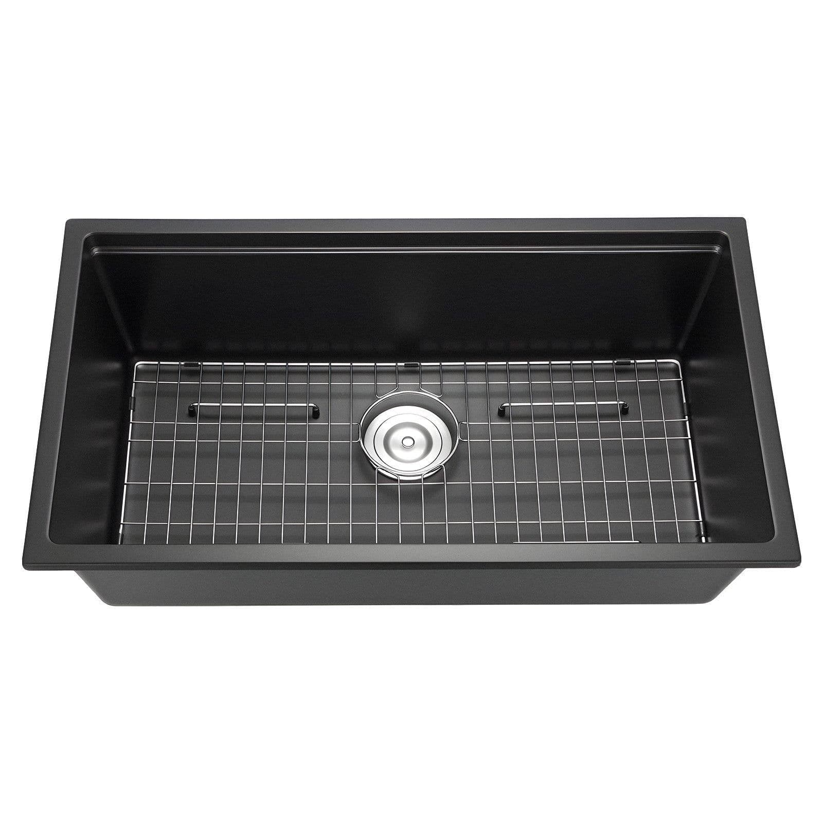 image-VEVOR 33 inch Kitchen Sink Workstation, Undermount Granite Sink, Drop-In Single Bowl Farmhouse Basin with Multiple Accessories, Household Dishwasher Sinks for RV, Prep Kitchen, and Bar (Black)