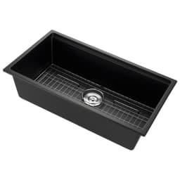 image-VEVOR 33 inch Kitchen Sink Workstation, Undermount Granite Sink, Drop-In Single Bowl Farmhouse Basin with Multiple Accessories, Household Dishwasher Sinks for RV, Prep Kitchen, and Bar (Black)