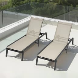 image-VEVOR Outdoor Chaise Lounge Chair Set of 2, 400 lbs Weight Capacity, Foldable Sun Tanning Chair, 5 Adjustable Positions, Easy Assembly, Aluminum Pool Recliner Lounge Chairs, for Beach Yard Patio