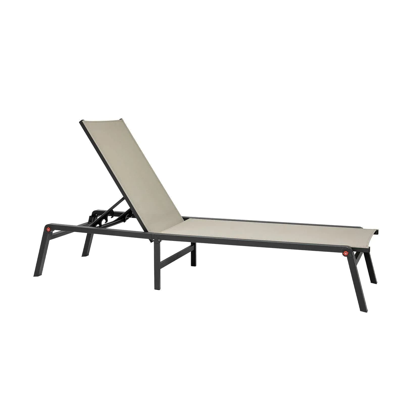 image-VEVOR Outdoor Chaise Lounge Chair Set of 2, 400 lbs Weight Capacity, Foldable Sun Tanning Chair, 5 Adjustable Positions, Easy Assembly, Aluminum Pool Recliner Lounge Chairs, for Beach Yard Patio