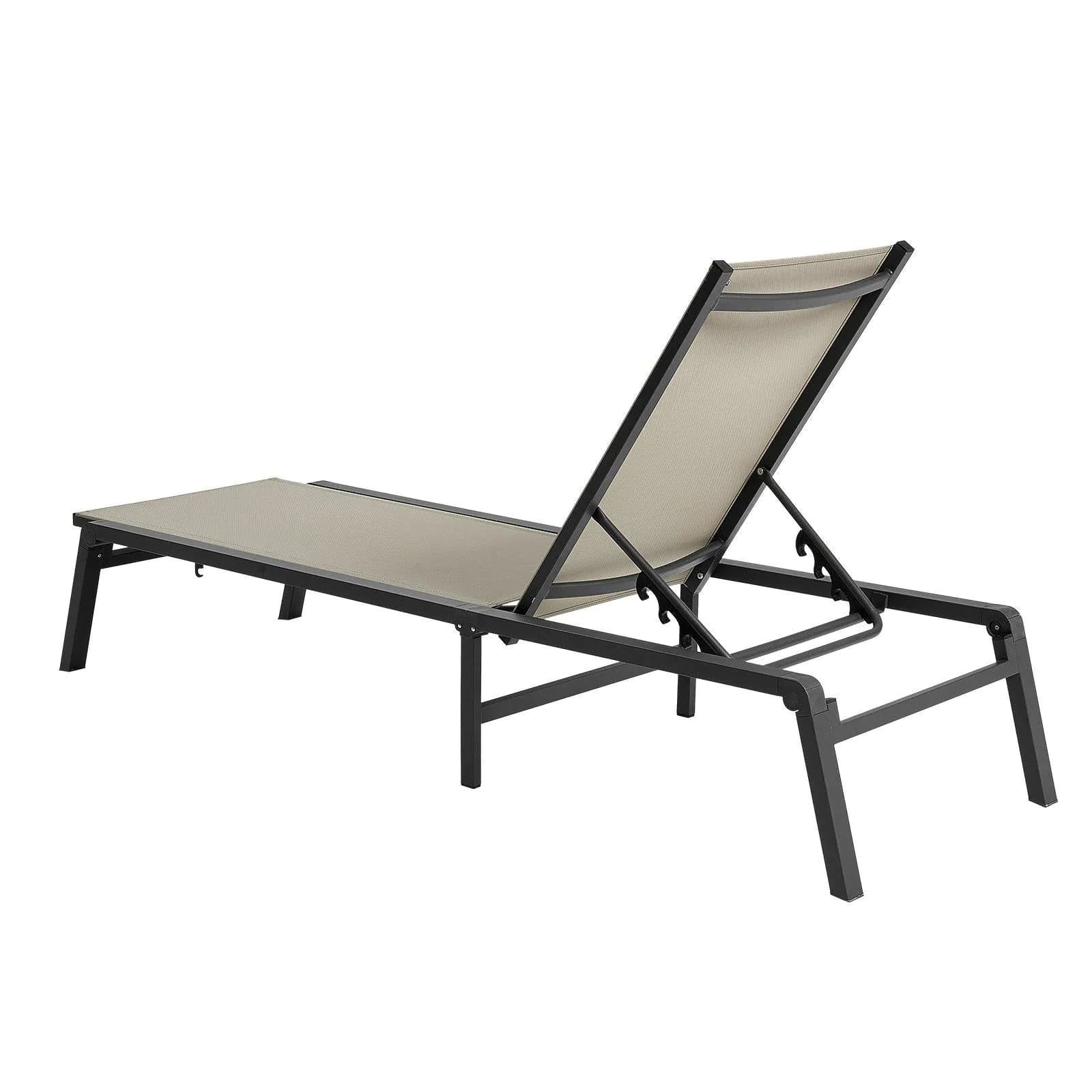image-VEVOR Outdoor Chaise Lounge Chair Set of 2, 400 lbs Weight Capacity, Foldable Sun Tanning Chair, 5 Adjustable Positions, Easy Assembly, Aluminum Pool Recliner Lounge Chairs, for Beach Yard Patio