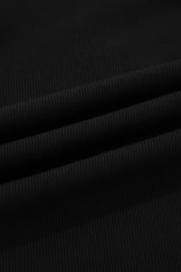 image-Black Solid Color Oversize Slit Sweatshirt Ribbed Leggings 2pcs Set
