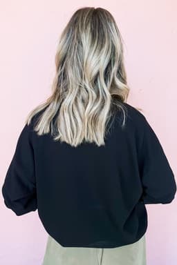 image-Black Chenille XOXO Patched Drop Shoulder Valentines Pullover Sweatshirt