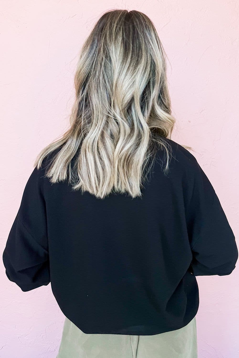 image-Black Chenille XOXO Patched Drop Shoulder Valentines Pullover Sweatshirt