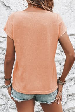 image-Smoke Gray Batwing Sleeve Casual Tee - Button Detail, Versatile