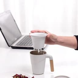 image-Mug With Lid Filter Tea Cup Household Ceramic Water Cup Office Tea Cup