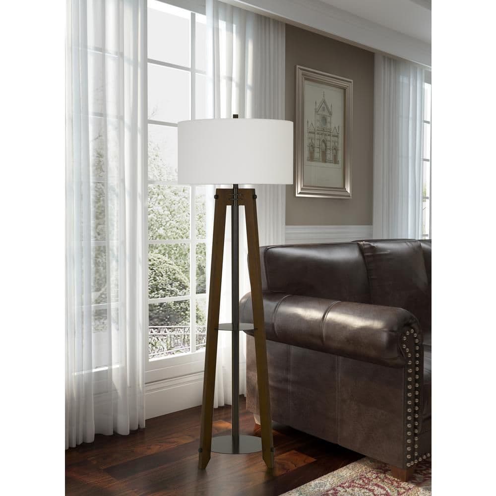 image-150W 3 Way Bilzen Ash Wood Tripod Floor Lamp