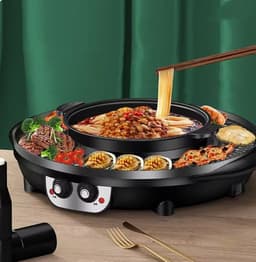 image-Multifunctional Electric Hot Pot and Barbecue Grill - 5L 2300W