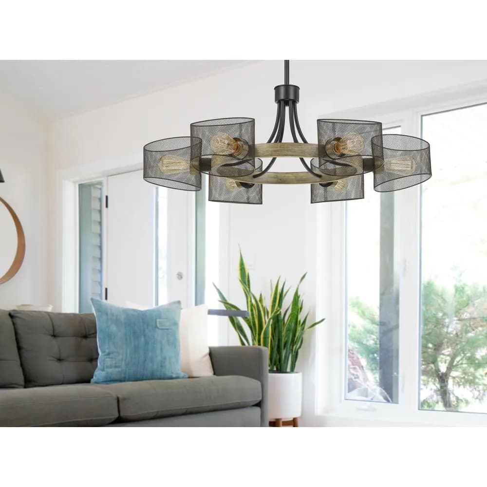 image-60W X 6 Dronten Metal/Wood Chandelier