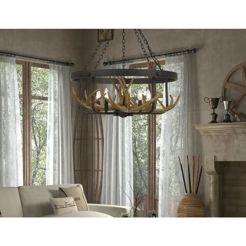 image-Angelo 60W X 5 Metal Antler Chandelier