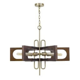 image-60W X 6 Sneek Metal/Wood Chandelier (Edison Bulbs Are Not Included)