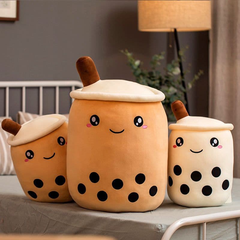 image-Cute Fruit Drink Plush Stuffed Soft Strawberry Milk Tea Plush Boba Tea Cup Toy Bubble Tea Pillow Cushion Kids Gift