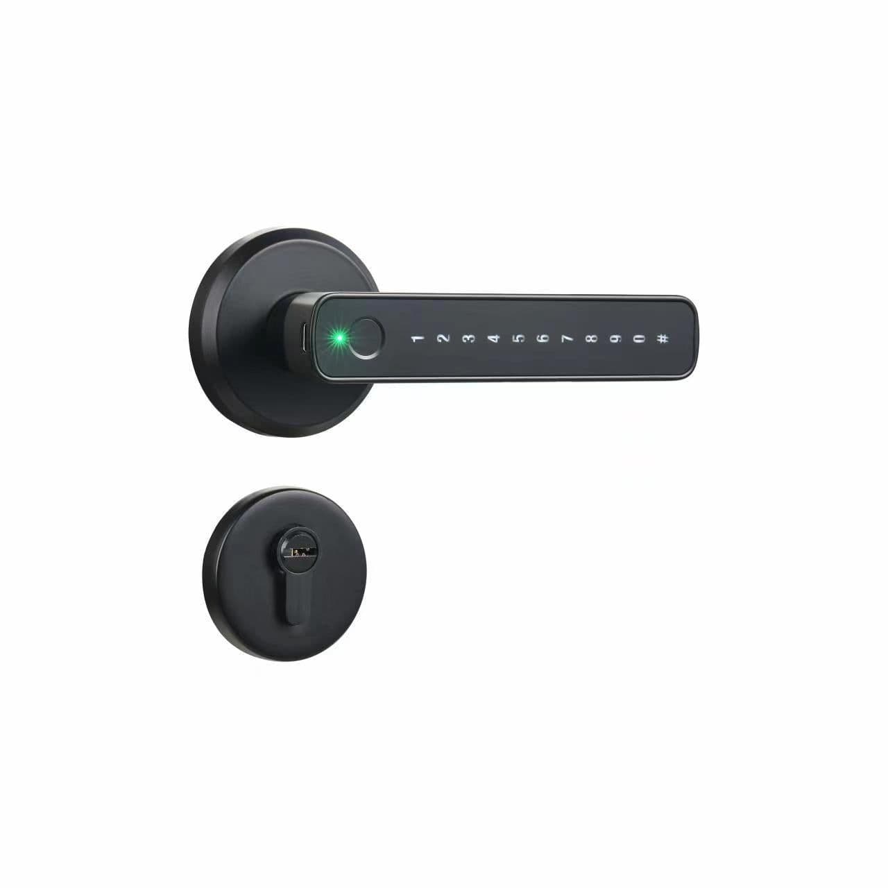 image-Indoor fingerprint lock wooden door password lock three-pole ball lock room door smart lock door lock bluetooth lock