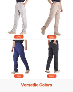 image-VEVOR FR Pants for Men, 9 oz 100% Cotton, Flame-Resistant Cargo Pants with Multi-Pockets and Elastic Waist, Reinforced Tear-proof Stitching, Ideal for Welding Work and Casual Wear, L Size, Khaki
